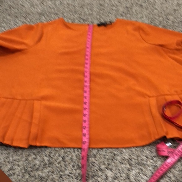 Eloquii Blouse Size 22 Pumpkin Spice Orange Pleated Short Sleeve Top - Picture 9 of 10